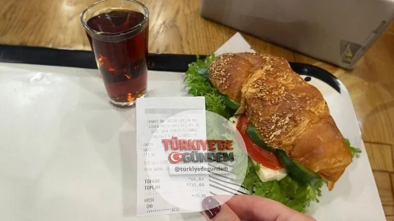 Sabiha Gökçen Havalimanı'nda bir işletmede 735 TL'ye satılan sandviç ve çay: