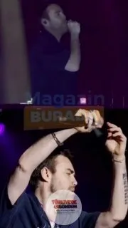 Burnundan 13 kez operasyon geçiren Murat Dalkılıç, rahat nefes alabilmek için bant takarak sahneye çıktı