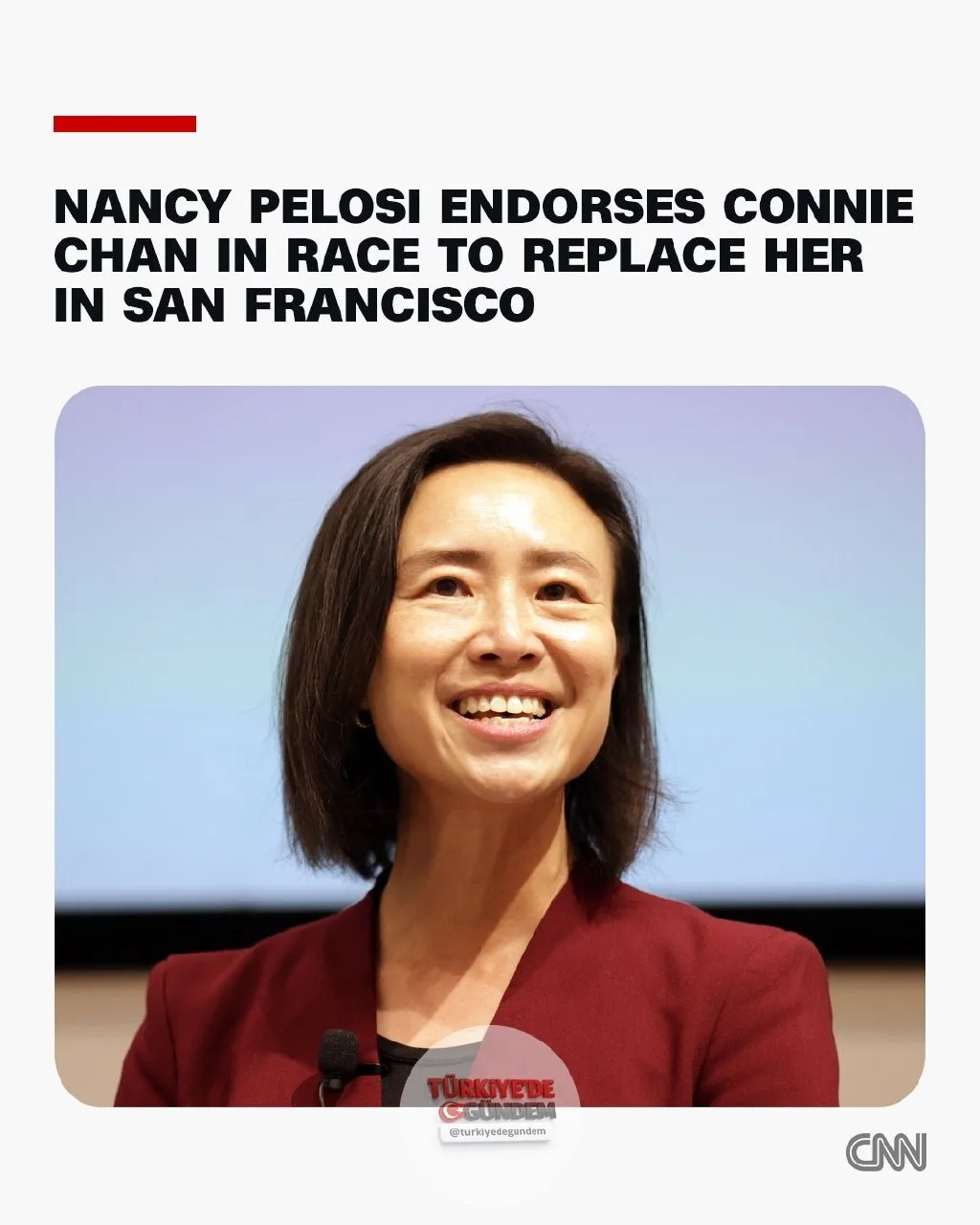 Nancy Pelosi, haftalardır üstü kapalı bir şekilde dile getirdiği desteğinin ardından, Kongre'deki koltuğu için yarışan San Francisco Belediye Meclis Üyesi Connie Chan'i resmen desteklediğini açıkladı.