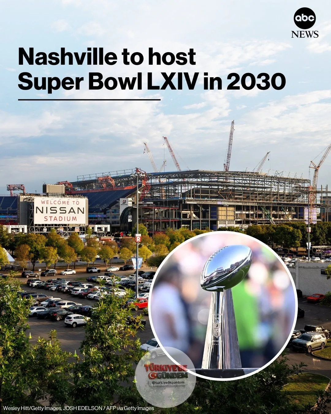 NFL tarafından Salı günü yapılan açıklamaya göre, 2030 yılında düzenlenecek Super Bowl LXIV'e Nashville'deki yeni Nissan Stadyumu ev sahipliği yapacak. Bu gelişmeyle birlikte Tennessee'nin başkenti, dev finale ilk kez ev sahipliği yapmış olacak. Yeni