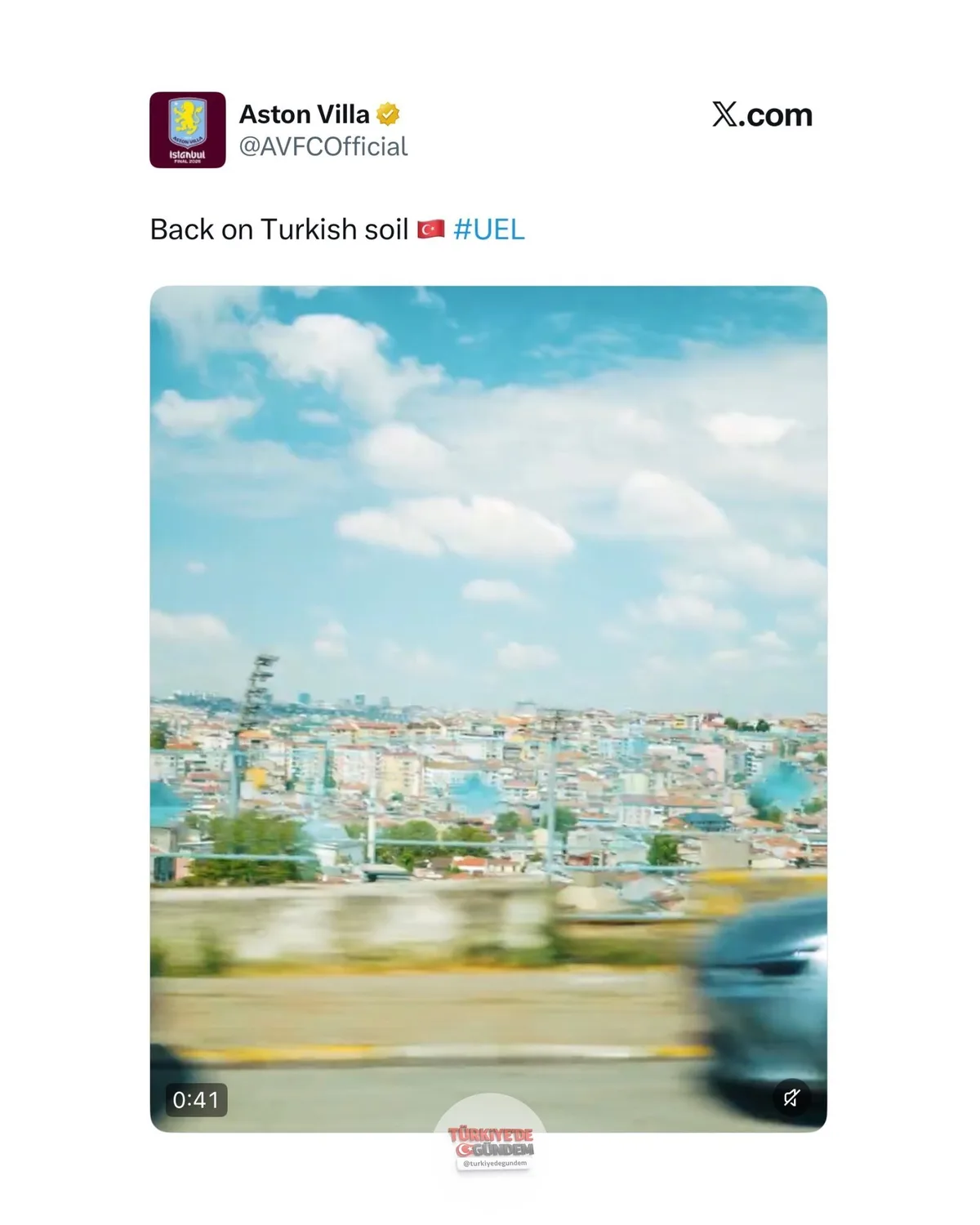 Aston Villa, filtrelenmiş İstanbul paylaşımını sildi.