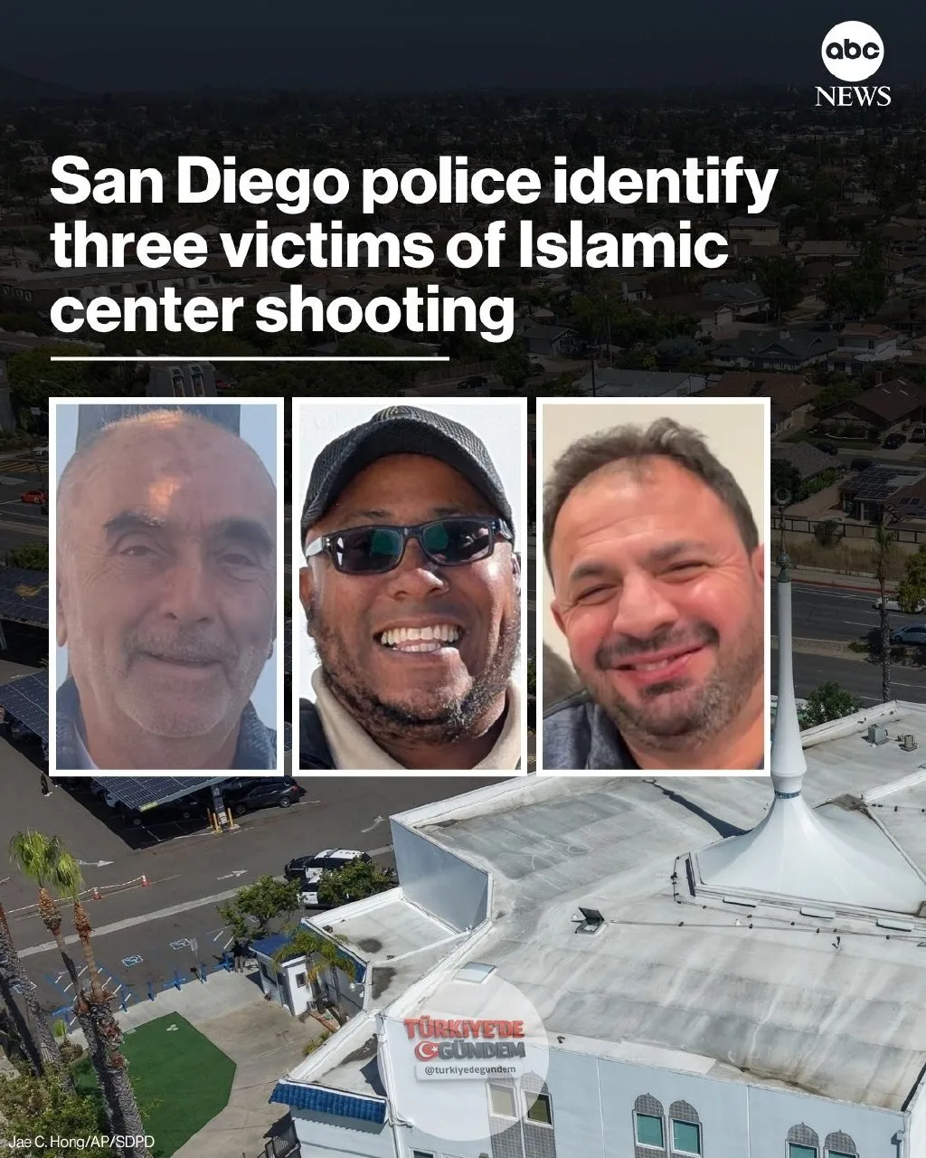 Güney Kaliforniya yetkilileri, Pazartesi günü San Diego İslam Merkezi'nde gerçekleşen silahlı saldırıda hayatını kaybeden üç kurbanın fotoğraflarını yayınladı. Devamını oku: