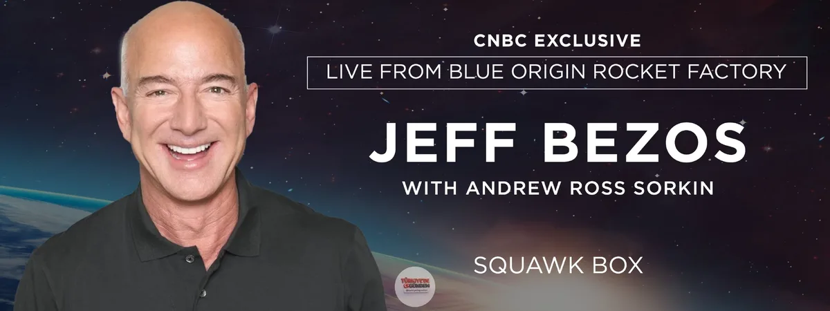 İZLEYİN: Jeff Bezos, özel bir röportaj için Blue Origin roket fabrikasında CNBC'den Andrew Ross Sorkin'in konuğu oluyor. Canlı yayını izlemek için CNBC'yi takip edin ve önemli gelişmeleri bu başlık altından takip edebilirsiniz.