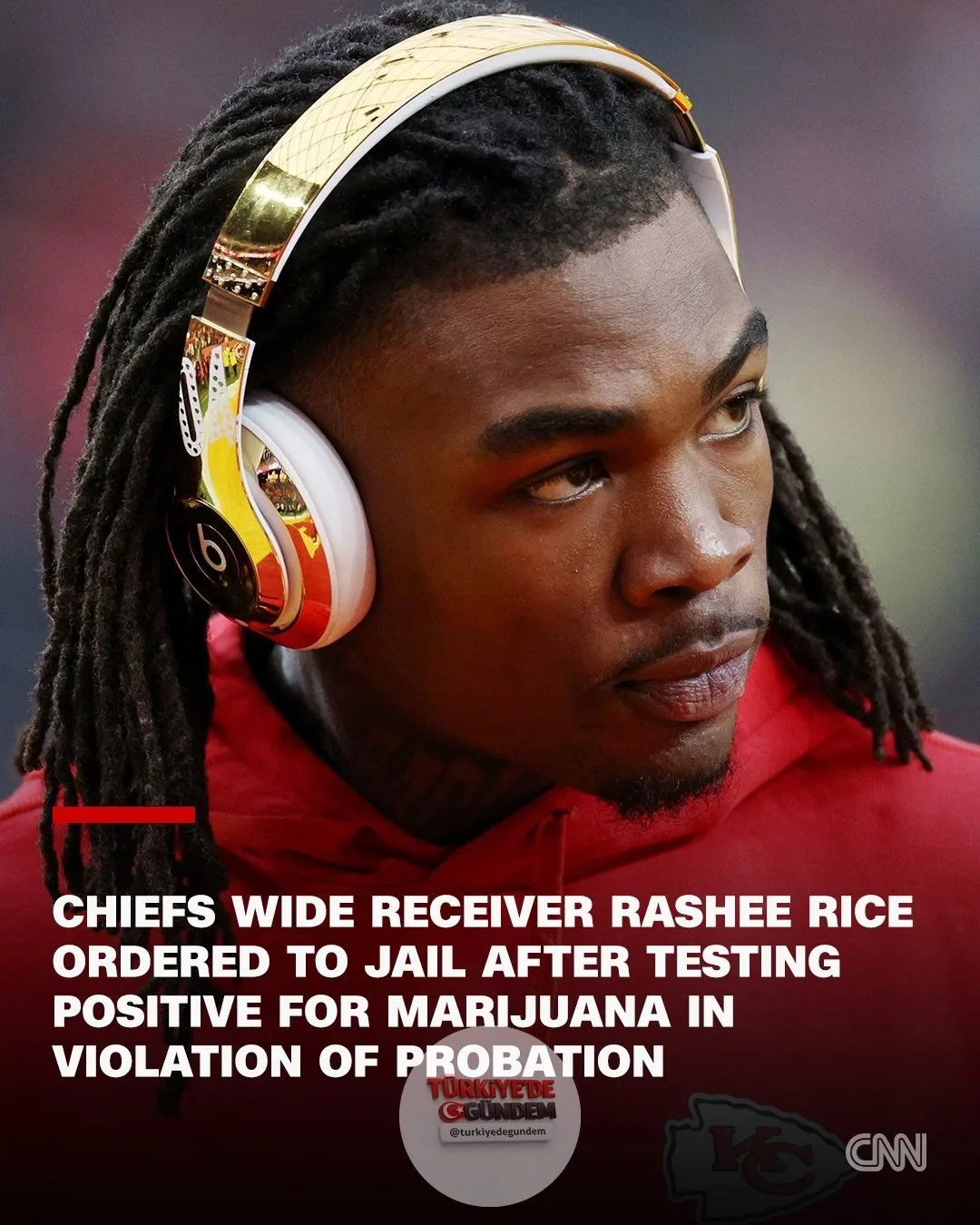 Kansas City Chiefs'in geniş alan alıcısı Rashee Rice, iki yıl önce Dallas otoyolunda çok sayıda kişinin yaralandığı kazadaki rolü nedeniyle aldığı denetimli serbestlik şartlarını, esrar testinin pozitif çıkması sonucu ihlal ettiği gerekçesiyle 30 gün