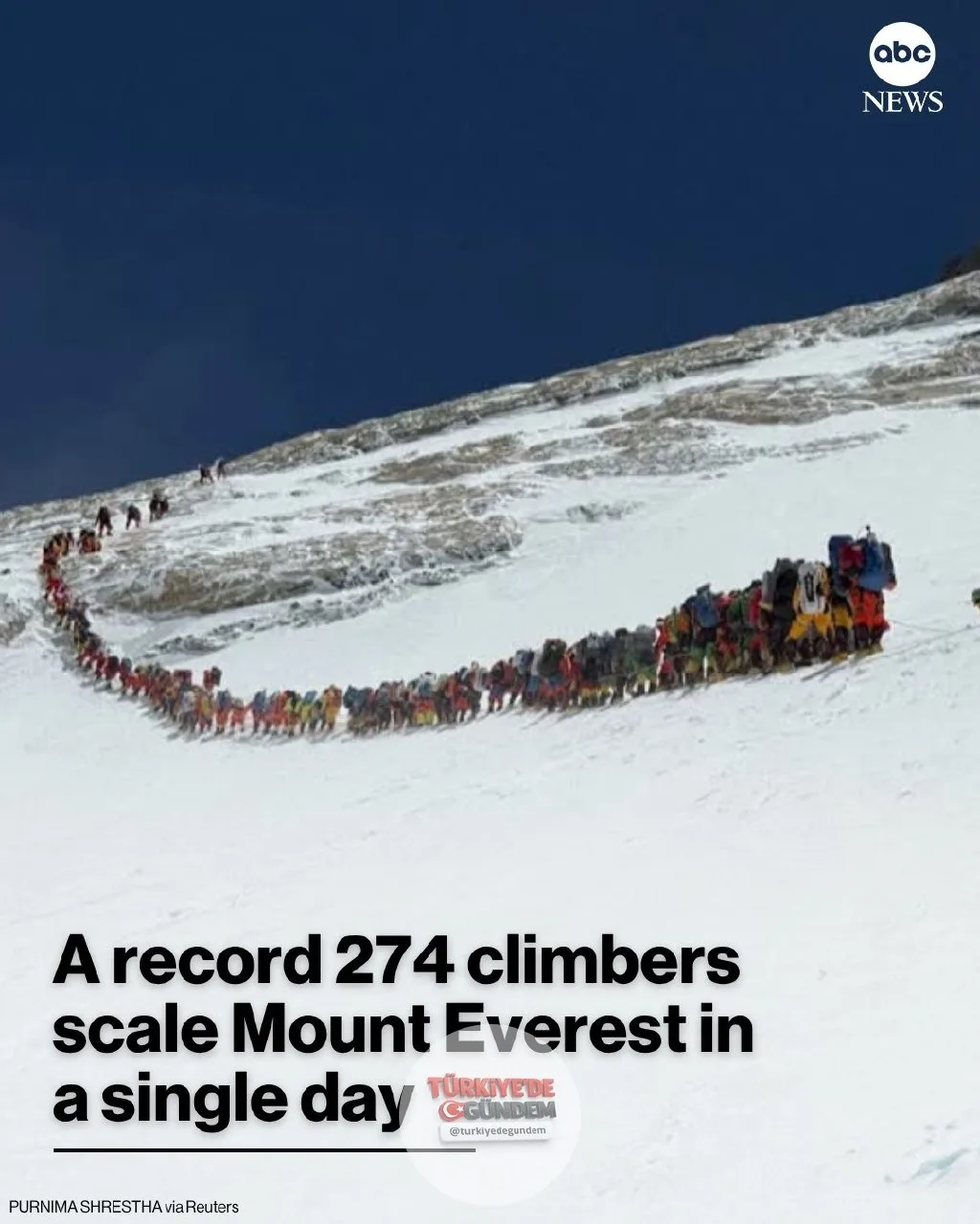 Yetkililer tarafından Perşembe günü yapılan açıklamaya göre, yüzlerce dağcı tek bir günde Everest Dağı'na tırmanarak 274 başarılı zirve ile yeni bir rekora imza attı. Devamını oku: