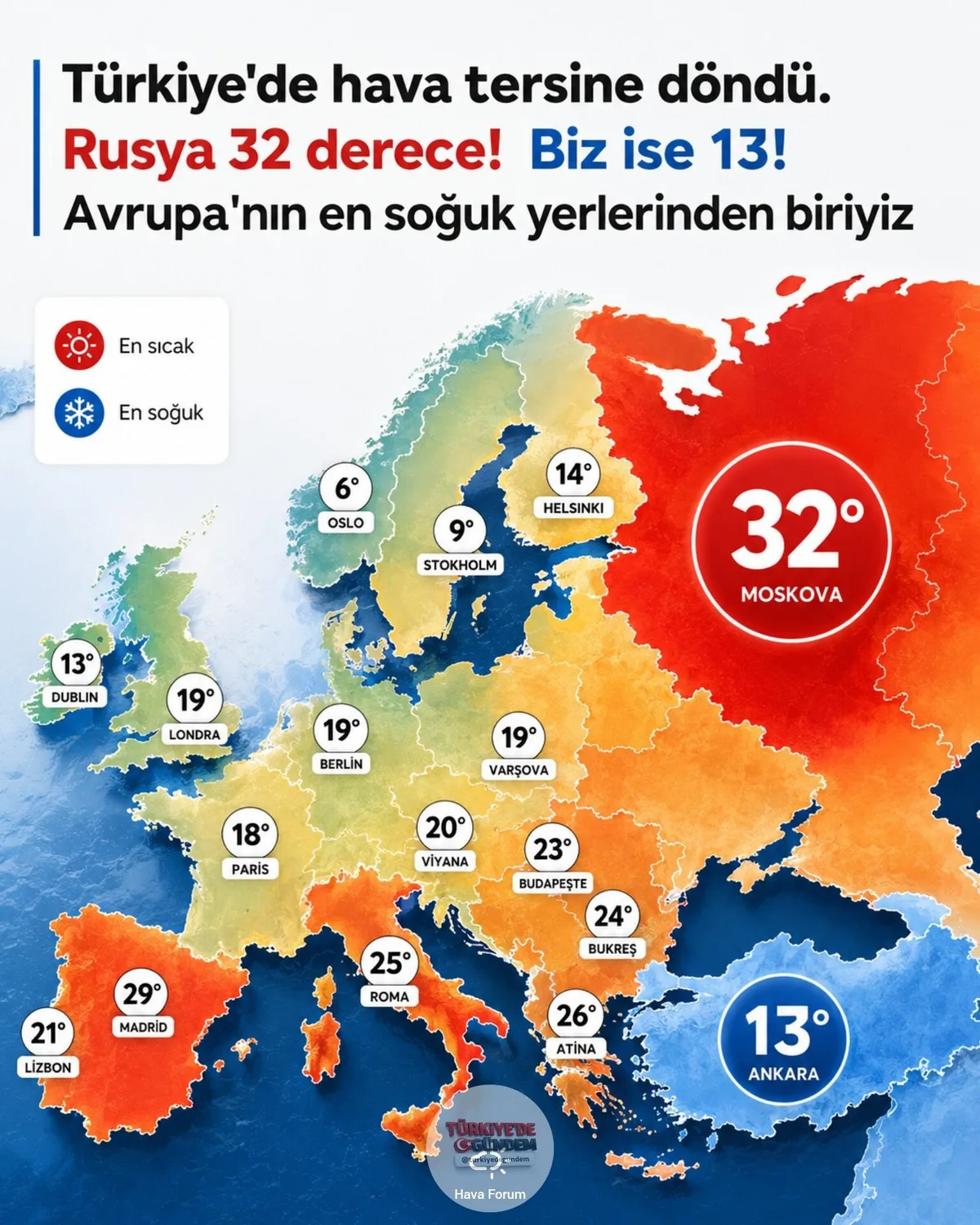Duruma bakın! Moskova, 32 dereceyle tüm zamanların mayıs ayı sıcaklık rekorunu kırdı. Biz ise kayıtlara geçen en yağışlı mayıs aylarından birini yaşıyoruz.