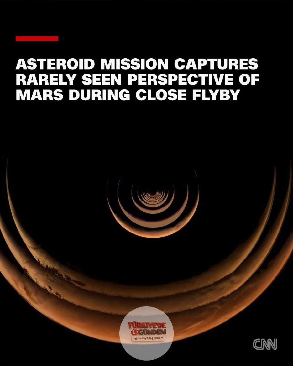 Sıra dışı metalik bir asteroide doğru yol alan bir NASA uzay aracı, kısa süre önce Mars yakınından stratejik bir geçiş gerçekleştirdi; aracın kameraları bu geçiş sırasında kızıl gezegenin nadir bir perspektifini görüntüledi.