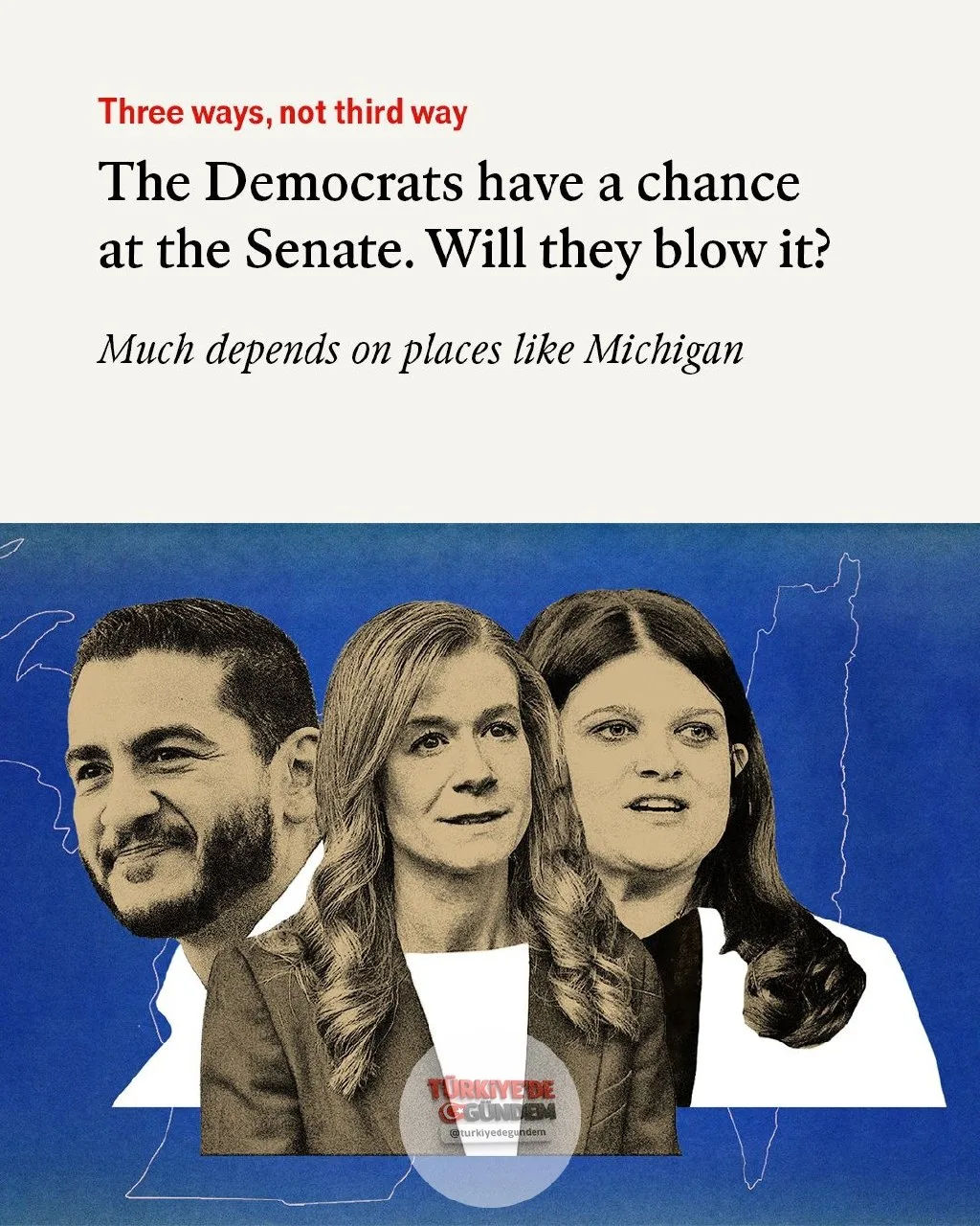 Michigan'daki üç aday, Demokrat Parti'nin ulusal ölçekteki farklı kanatlarını temsil ediyor. Seçimi kimin kazanacağı, parti seçmenlerinin genel seçimlere nasıl bir yaklaşımla gitmek istediğine dair önemli ipuçları verecek. İllüstrasyon: Celina Pereir