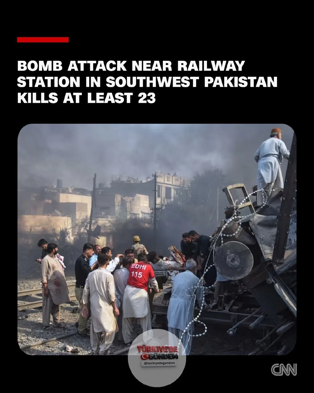 Pakistan'ın güneybatısındaki Ketta kentinde, bir trenin geçişi sırasında tren istasyonu yakınında düzenlenen intihar saldırısında en az 23 kişi hayatını kaybetti, 71 kişi yaralandı.