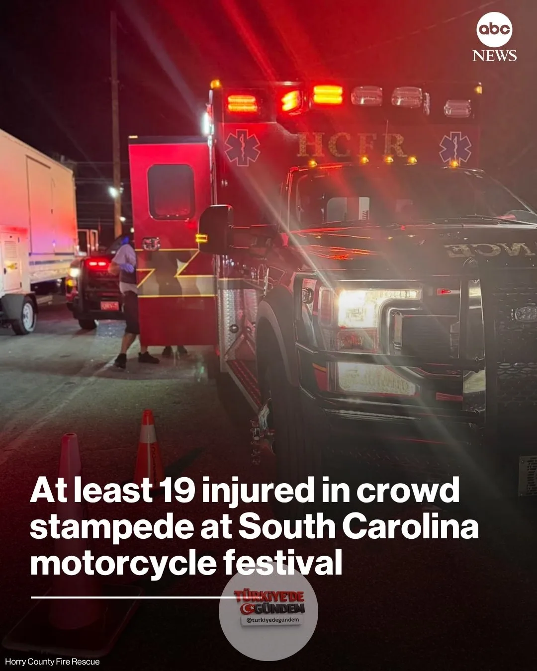 Güney Carolina'nın Atlantic Beach kentinde düzenlenen geleneksel motosiklet festivalinde pazar günü erken saatlerde meydana gelen izdihamda en az 19 kişi yaralandı. Yetkililer, olayla ilgili soruşturmanın sürdüğünü bildirdi.