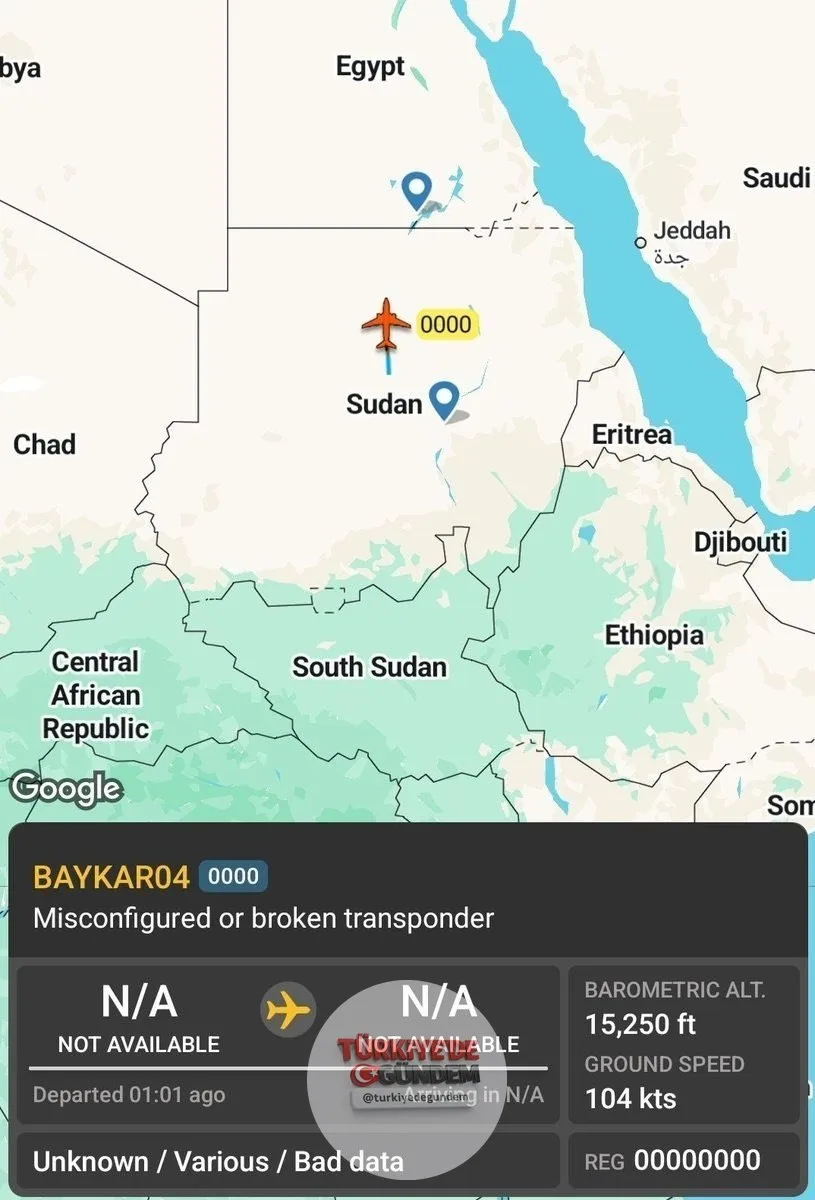 Sudan Silahlı Kuvvetleri'ne ait Bayraktar TB2 veya Akıncı TİHA, Sudan'ın merkezinde uçuş gerçekleştiriyor