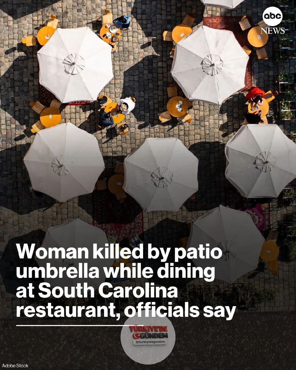 Güney Carolina'daki bir göl kenarı restoranında, Anma Günü hafta sonunda etkili olan şiddetli rüzgarlar nedeniyle uçan veranda şemsiyesinin çarptığı bir kadın hayatını kaybetti.