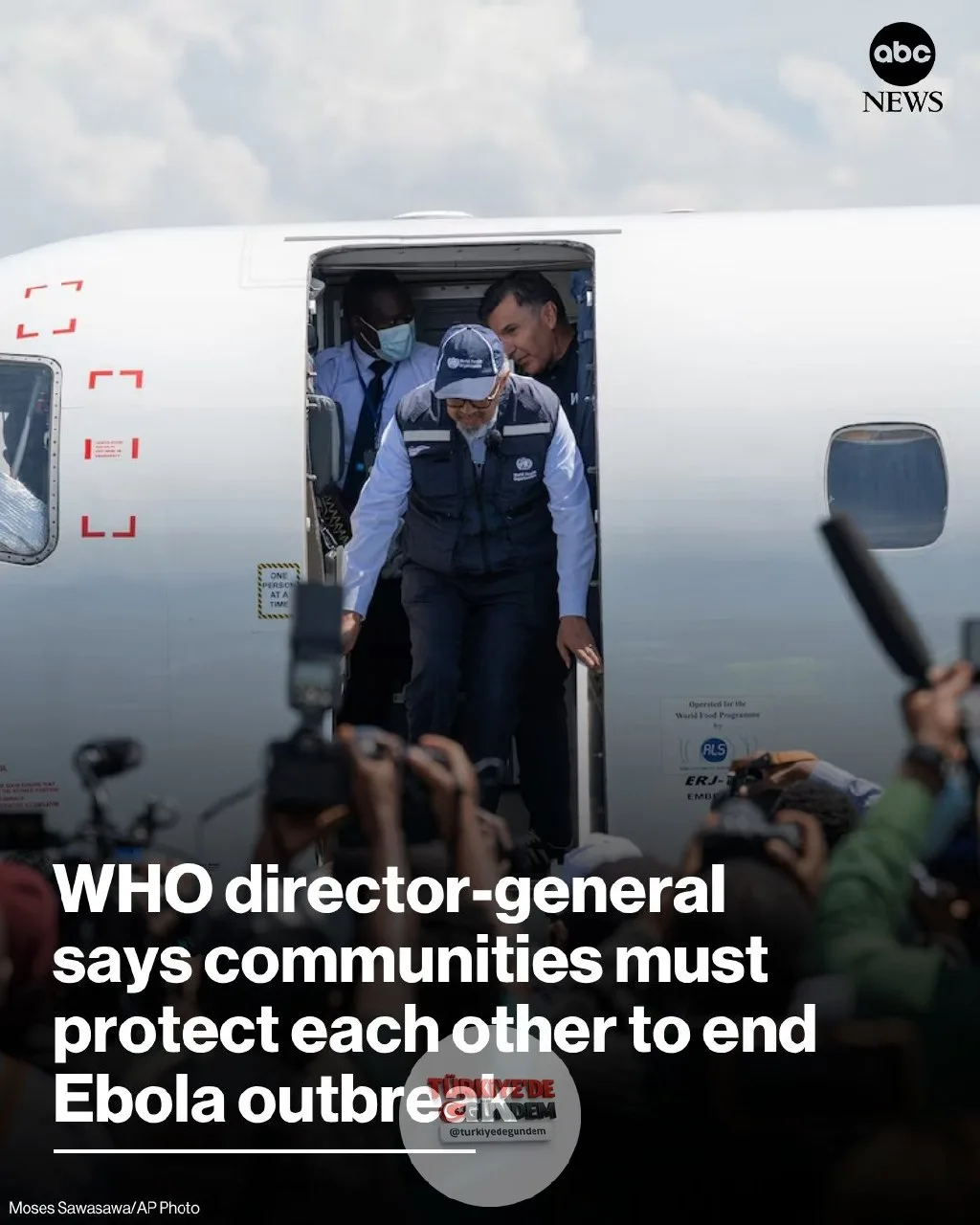 Dünya Sağlık Örgütü Genel Direktörü Dr. Tedros Adhanom Ghebreyesus, Demokratik Kongo Cumhuriyeti'ndeki Ebola salgınının merkez üssü olan Bunia'ya cumartesi günü ulaştı.