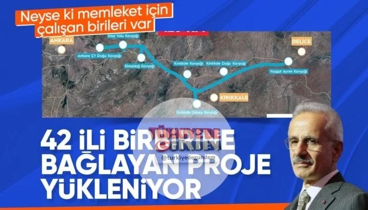 Ulaştırma ve Altyapı Bakanı Abdulkadir Uraloğlu, Ankara-Kırıkkale-Delice Otoyolu Projesi'nde çalışmaların yoğun şekilde sürdüğünü belirterek, kazı ve dolgu imalatlarının yarısına yakınının tamamlandığını açıkladı