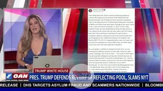 Başkan Trump, Lincoln Anıtı Yansıma Havuzu'ndaki yenileme çalışmalarına yönelik eleştirilere karşı çıkarak medya kuruluşlarını taraflı yayın yapmakla suçladı ve projede görev alan çalışanları savundu. Güncel gelişmeler için OAN'i Spectrum ve YouTube