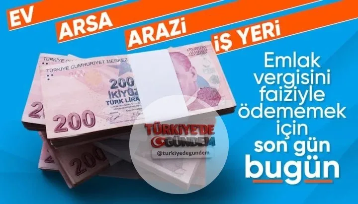 Bugün 2026 yılında emlak vergisi ilk taksit ödemeleri için son gün. Ödemeleri geciktirenler yüzde 3,5 gecikme faiziyle karşılaşabilir. Belediyelerin internet siteleri, mobil bankacılık uygulamaları ve e-Devlet üzerinden ödeme yapılabiliyor