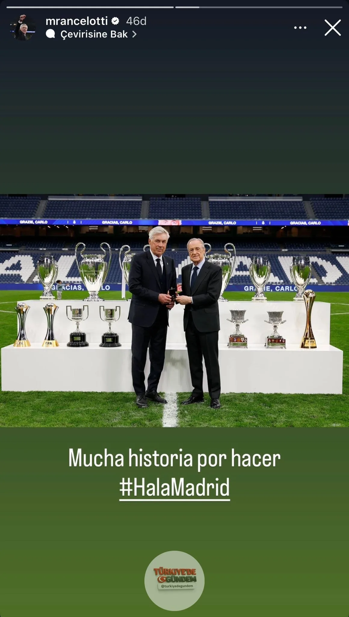 Carlo Ancelotti, Real Madrid başkanlık seçimleriyle ilgili Florentino Perez'e destek veren bir paylaşımda bulundu.