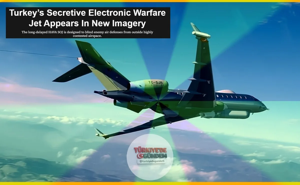1-) 🎖️ American Press | The War Zone: Türkiye'nin Gizli Elektronik Harp Uçağı Yeni Görüntülerle Ortaya Çıktı. HAVA-SOJ, düşman hava savunma sistemlerini çatışma bölgesinin dışından etkisiz hale getirmek üzere tasarlandı. HAVA-SOJ'un birincil görevini