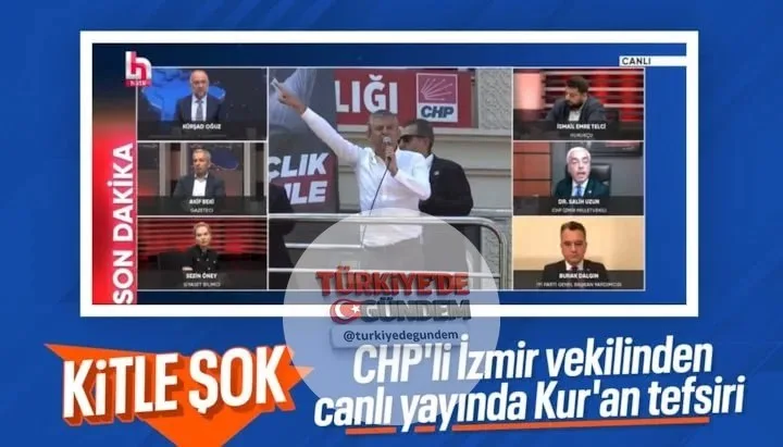 CHP İzmir Milletvekili Salih Uzun, Halk TV'de katıldığı bir yayında Özgür Özel'e, Kur'an-ı Kerim'den bir ayet okuyarak destek verdi. Âl-i İmrân Suresi'nin 54. ayetini okuyan Uzun, "Allah'ın da bir planı vardır" ifadesini kullandı.