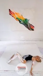 Ressam Veronika Radolovich, boyanın içine daldığı doğaçlama resimlerini tuvale aktardı.