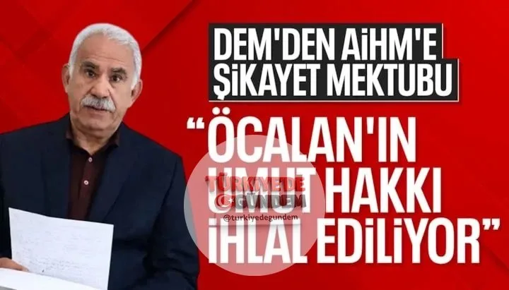 DEM Parti Eş Genel Başkanları Tülay Hatimoğulları ve Tuncer Bakırhan, Avrupa Konseyi Bakanlar Komitesi'ne Abdullah Öcalan'ın Umut Hakkı'ndan faydalanabilmesiyle ilgili mektup yolladı. Verilecek kararın Terörsüz Türkiye süreci açısından da önemi vurgu