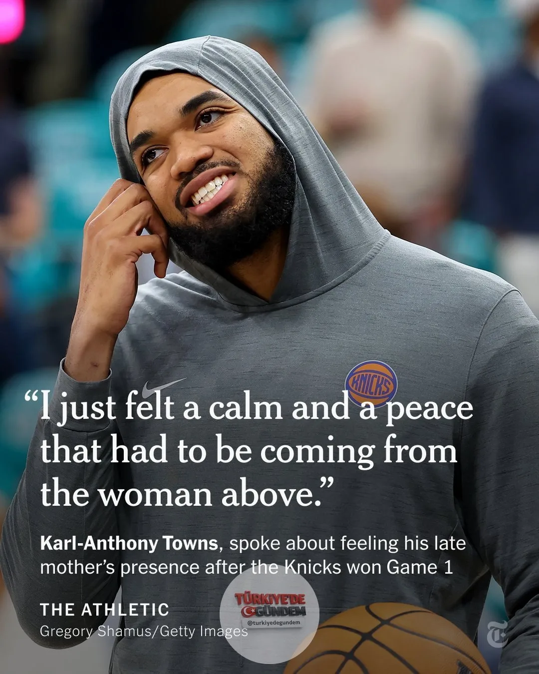 The Athletic'in haberine göre; Karl-Anthony Towns, New York Knicks formasıyla çıktığı ilk maçta sergilediği etkili performansın ardından, sahada olduğu anlarda merhum annesinin varlığını bir kez daha hissettiğini ifade etti.