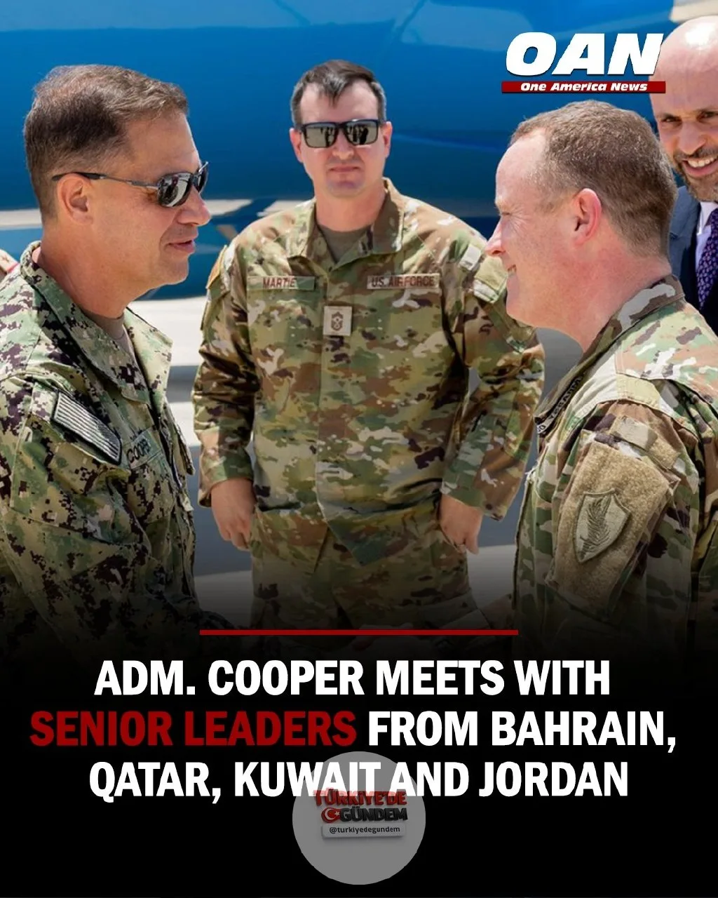 ABD Merkez Kuvvetler Komutanlığı (CENTCOM), Komutan Amiral Brad Cooper'ın Bahreyn, Katar, Kuveyt ve Ürdün'den üst düzey yetkililerle bir araya geldiğini açıkladı. Cooper ayrıca bölgede görevli ABD askerleriyle görüştü, üstün başarı gösteren personeli