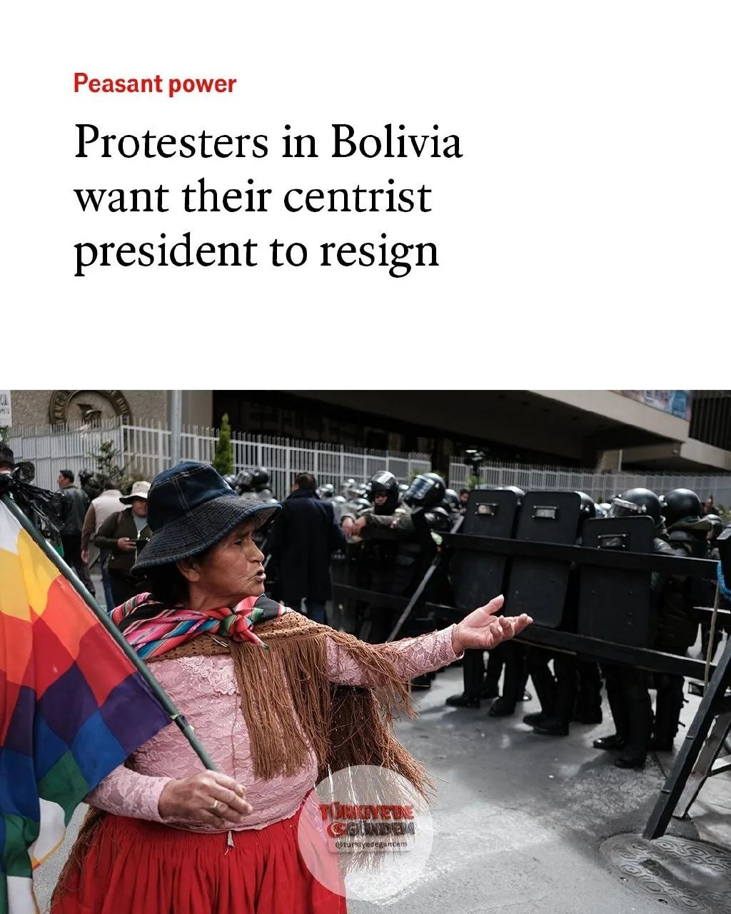 Bolivya'da halkın çaresizliği giderek artıyor. Protestocular, bir aydır ülkenin idari merkezine giden yolları kapatarak devlet başkanının istifasını talep ediyor. Fotoğraf: Getty Images