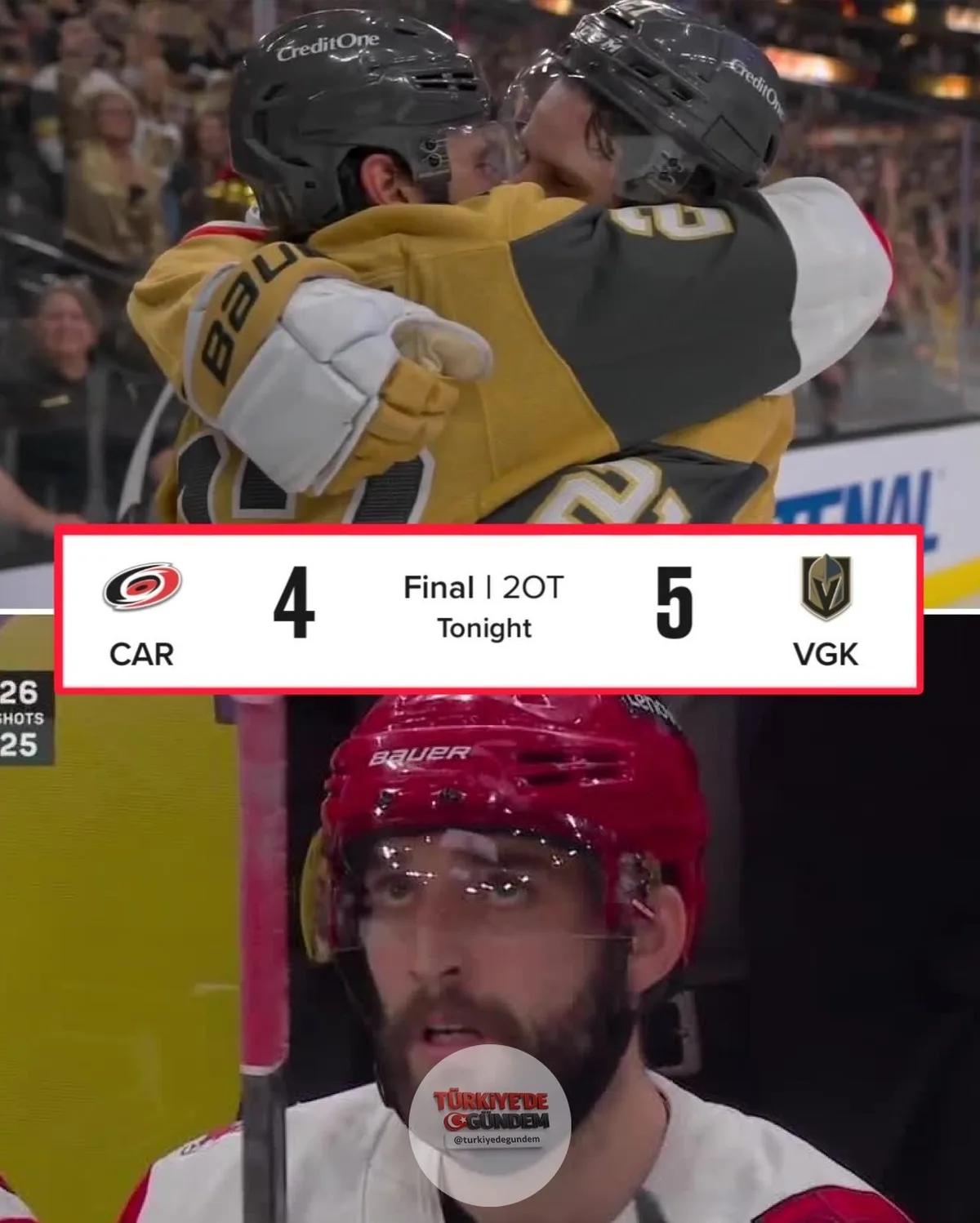 VEGAS, CAROLINA'NIN ÇILGIN GERİ DÖNÜŞÜNE RAĞMEN KAZANDI VE SERİDE 2-1 ÖNE GEÇTİ: STANLEY CUP TARİHİNİN EN HEYECAN VERİCİ MAÇLARINDAN BİRİ