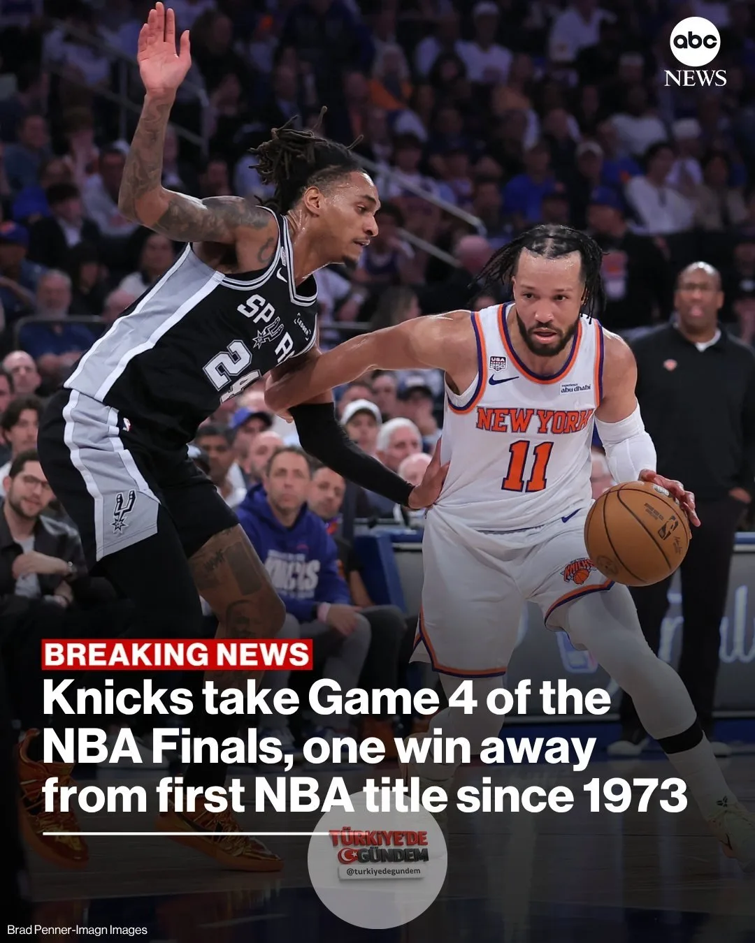 SON DAKİKA: New York Knicks, NBA Finalleri 4. maçında San Antonio Spurs'ü 107-106 mağlup etti.