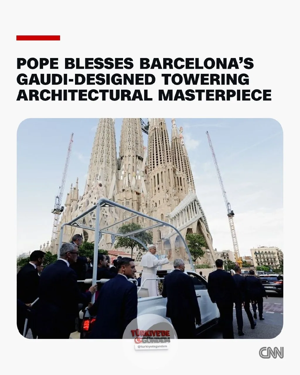 Mimar Antoni Gaudí'nin vefatının üzerinden tam yüz yıl geçmesinin ardından bugün, Papa XIV. Leo ikonik bazilikayı ziyaret ederek bir ayin düzenledi ve kiliseyi dünyanın en yüksek yapısı haline getiren kulenin açılışını gerçekleştirdi.