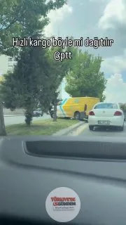 PTT çalışanı, yolunu uzatmamak için yol ortasındaki refüjü kullandı