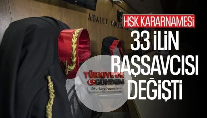 Hâkimler ve Savcılar Kurulu (HSK), kurul tarafından hazırlanan 2026 yılı Adli ve İdari Yargı Ana Kararnamesi'ni yayımladı. Kararname kapsamında toplam 4 bin 967 hâkim ve savcının görev yeri değiştirilirken, 33 ilin başsavcılığında da değişikliğe gidi