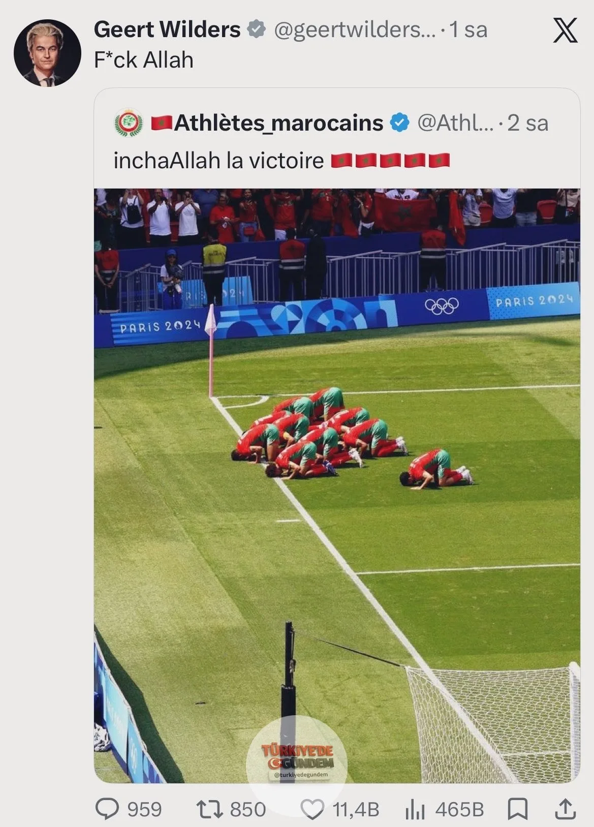 Hollandalı aşırı sağcı siyasetçi Geert Wilders, Allah'a hakaret etti.