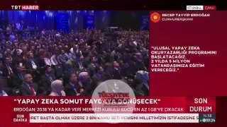 Cumhurbaşkanı Erdoğan: "T3 Vakfımız ve BAYKAR iş birliğinde geliştirilen büyük dil modeli ile HAVELSAN'ımızın MAIN platformundaki 9 milyar parametreli büyük dil modeli, Türkçenin bütün zenginliğini merkeze alan önemli çalışmalardır."