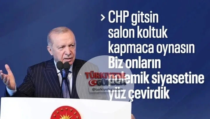 Cumhurbaşkanı Recep Tayyip Erdoğan, CHP'nin polemik siyasetine yüz çevirdiklerini belirterek CHP'nin tecrübe gerektiren konularda ahkam kesmekten vazgeçmesi gerektiğine vurgu yaptı ve "En iyi bildiğiniz işi yapın, birbirinizin kuyusunu kazın" dedi