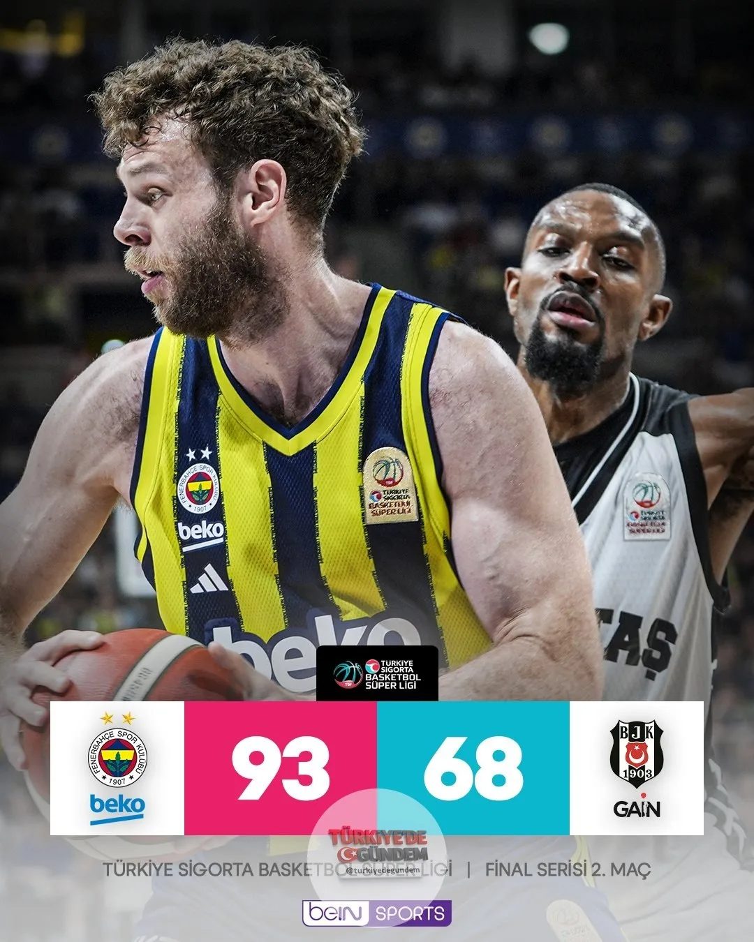 Final serisinin ikinci maçının galibi: Fenerbahçe Beko! Maç Sonucu: Fenerbahçe Beko 93-68 Beşiktaş GAİN Seri Durumu: Fenerbahçe Beko 1-1 Beşiktaş GAİN |
