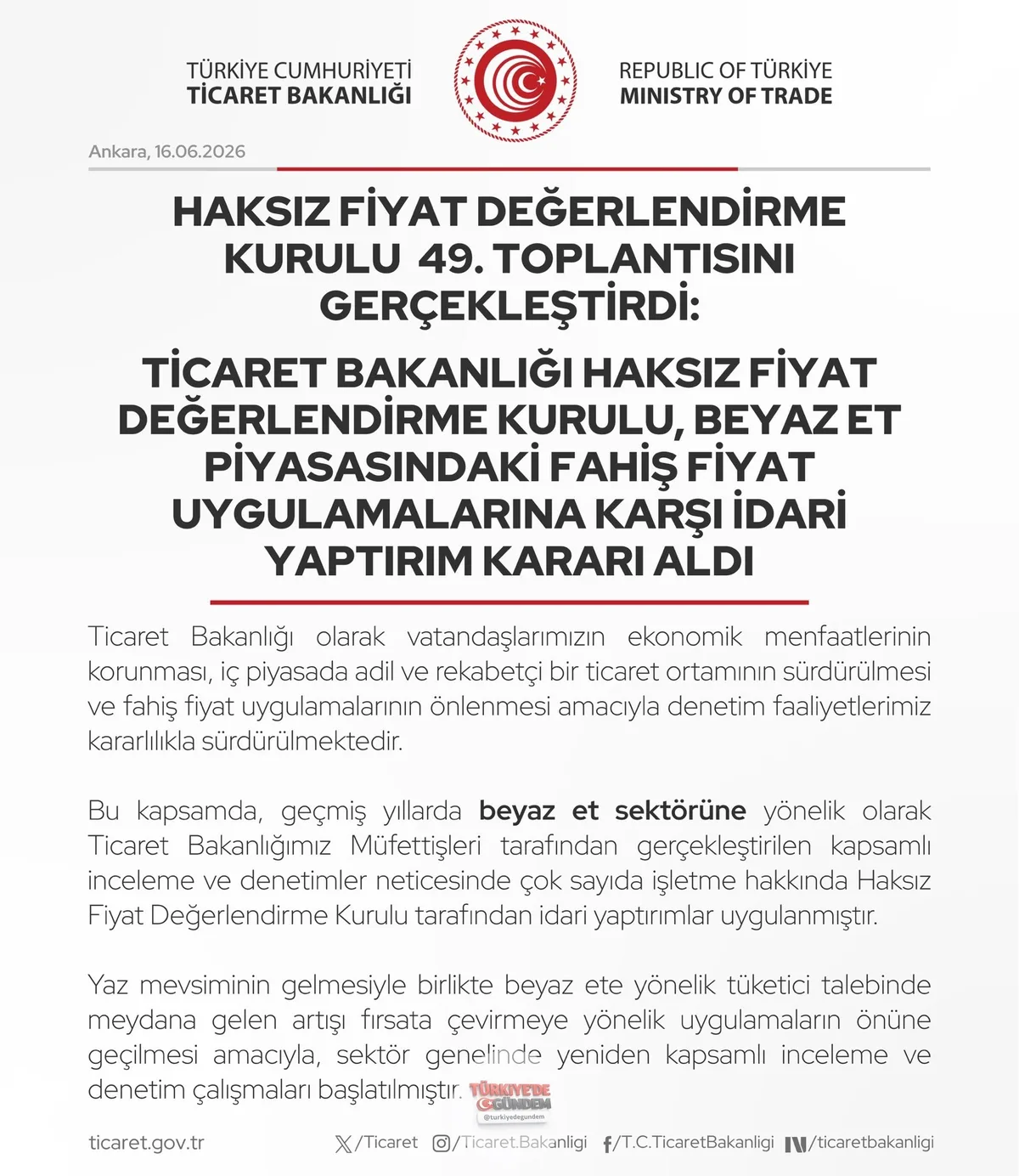 Beyaz et piyasasında fahiş fiyat artışı yapan işletmelere 10 milyon TL ceza kesildi
