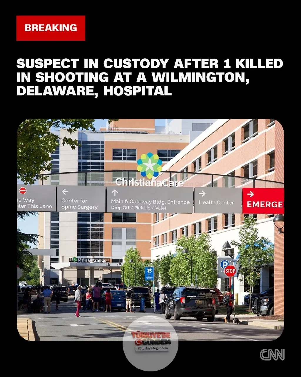 Wilmington Polis Departmanı, Delaware eyaletinin Wilmington kentindeki bir hastanede meydana gelen silahlı saldırıda bir kişinin hayatını kaybettiğini, bir kişinin ise yaralandığını; 23 yaşındaki bir şüphelinin Philadelphia'da gözaltına alındığını aç