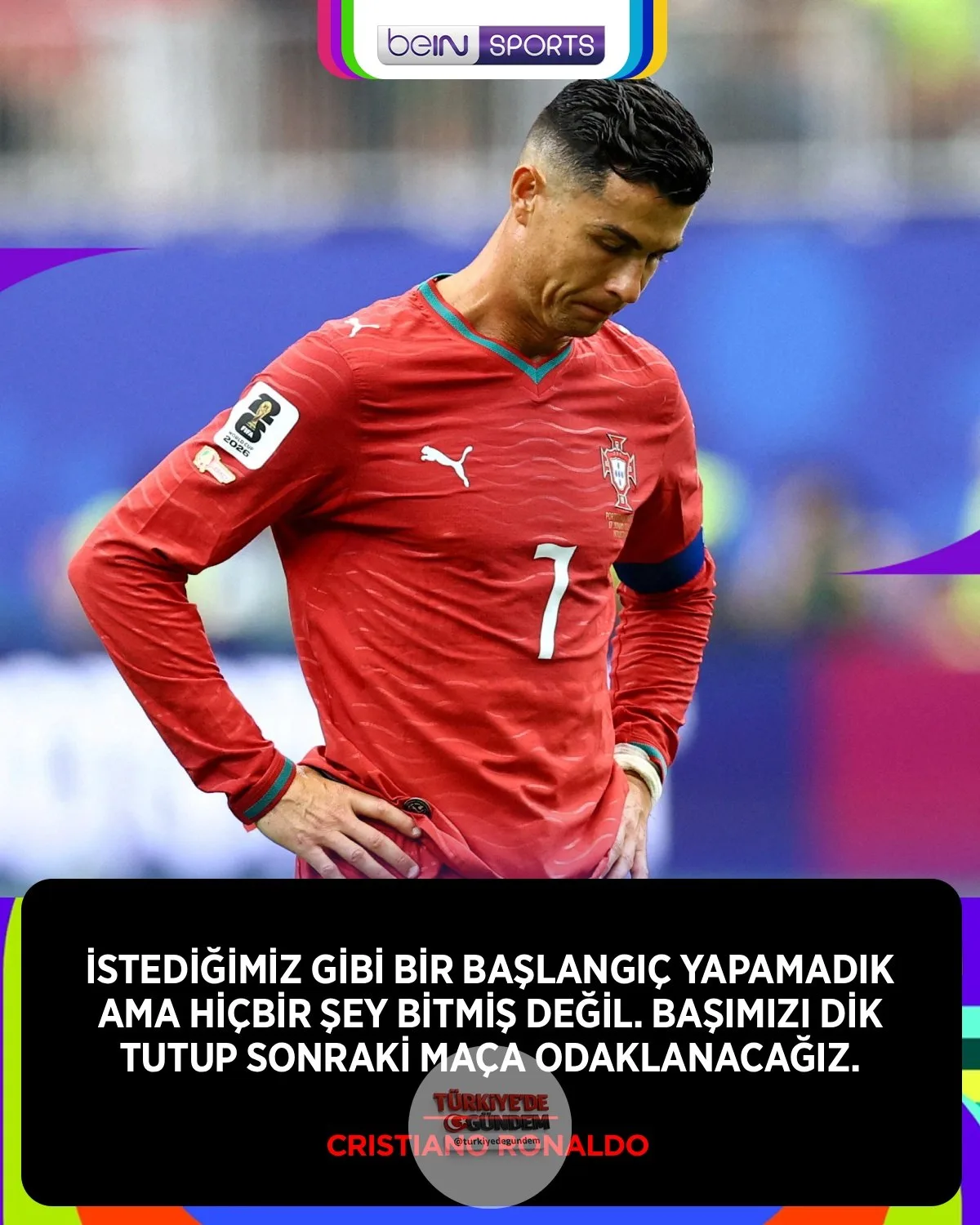 Portekiz 1-1 Kongo Demokratik Cumhuriyeti Cristiano Ronaldo, Kongo Demokratik Cumhuriyeti ile berabere kalmasının ardından sosyal medya hesabından bir açıklama yaptı.