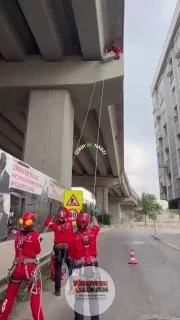 İzmir'de viyadük altında mahsur kalan kedi, AKUT ekipleri tarafından kurtarıldı.