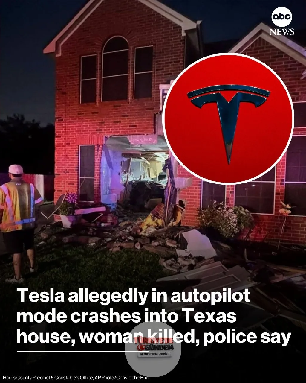 Müfettişlerin açıklamasına göre, Cuma gecesi Teksas'ta otonom sürüş modunda olduğu iddia edilen bir Tesla, bir eve çarptı. Kazada evde bulunan bir kadın hayatını kaybetti.
