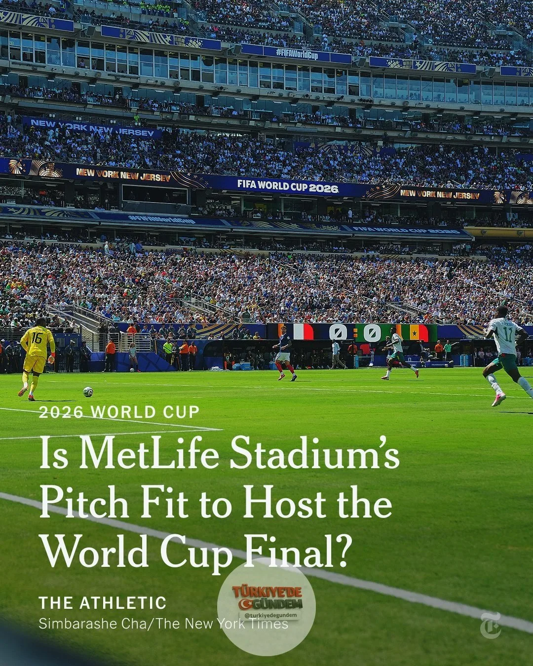 The Athletic'in haberine göre; MetLife Stadyumu'nda oynanan iki Dünya Kupası maçının ardından, final dahil altı karşılaşmaya daha ev sahipliği yapacak olan sahanın zemini şimdiden endişe yaratıyor. Yıldız futbolcular, zeminin kuru olduğunu ve oyun oy