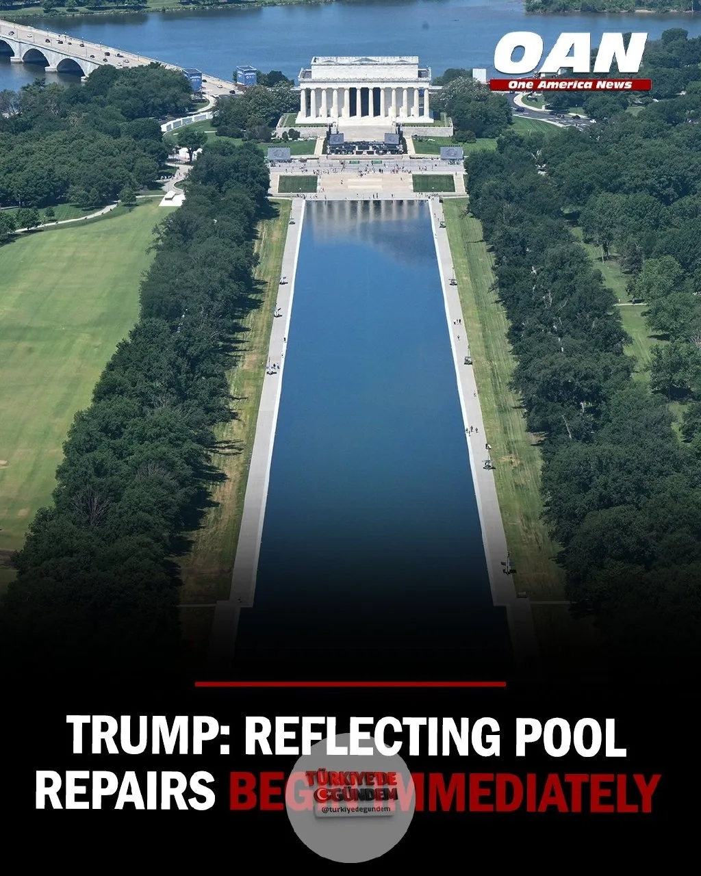 Başkan Trump, ciddi şekilde tahrip edilen Yansıma Havuzu'nda yapılan incelemelerin büyük hasarı ortaya koymasının ardından onarım çalışmalarının derhal başlayacağını açıkladı. Yapılan saldırıya tepki gösteren Trump, bunu yapanların "hasta" ve "denges