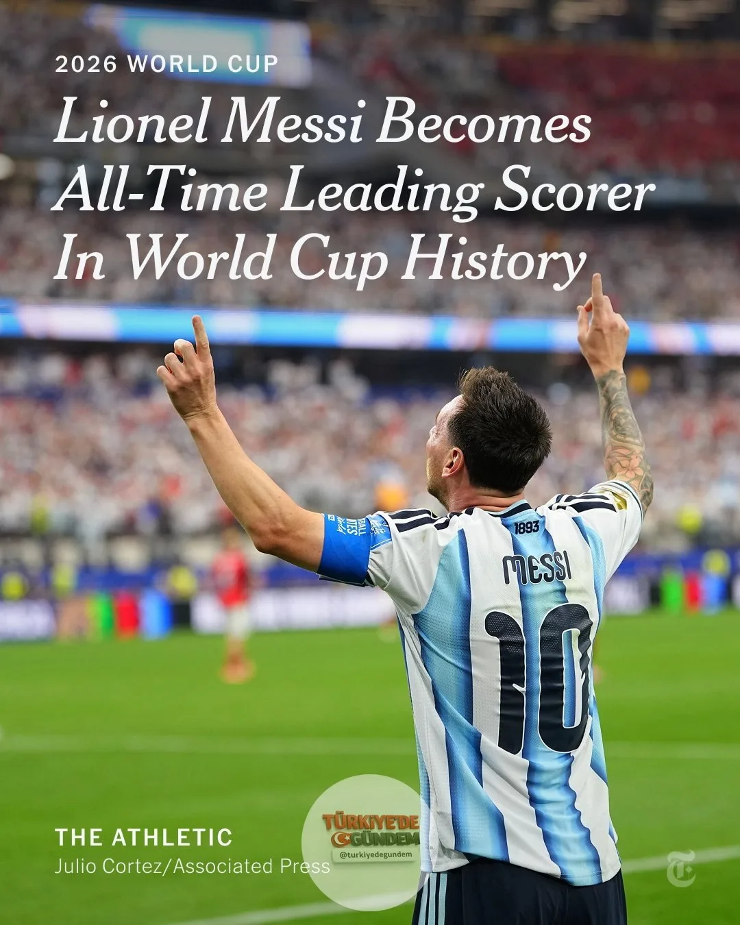 The Athletic'in haberine göre Lionel Messi, Dünya Kupası tarihinin en golcü oyuncusu oldu. 38 yaşındaki Messi, Arjantin'in Avusturya'yı mağlup ederek eleme turlarına kaldığı maçta kaydettiği 18. golle, Marta'ya ait olan toplam Dünya Kupası gol rekoru