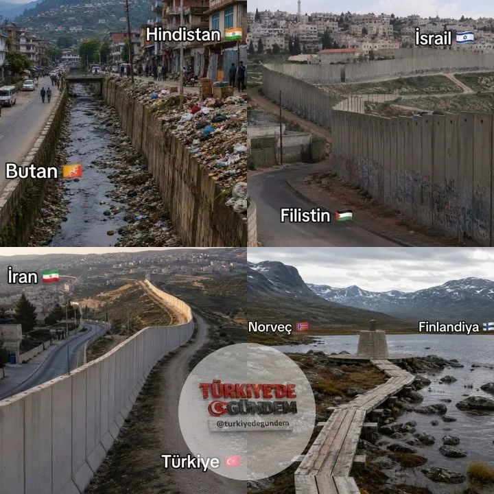 Dünyanın çeşitli noktalarındaki ülke sınır çizgilerinin görünümü;
