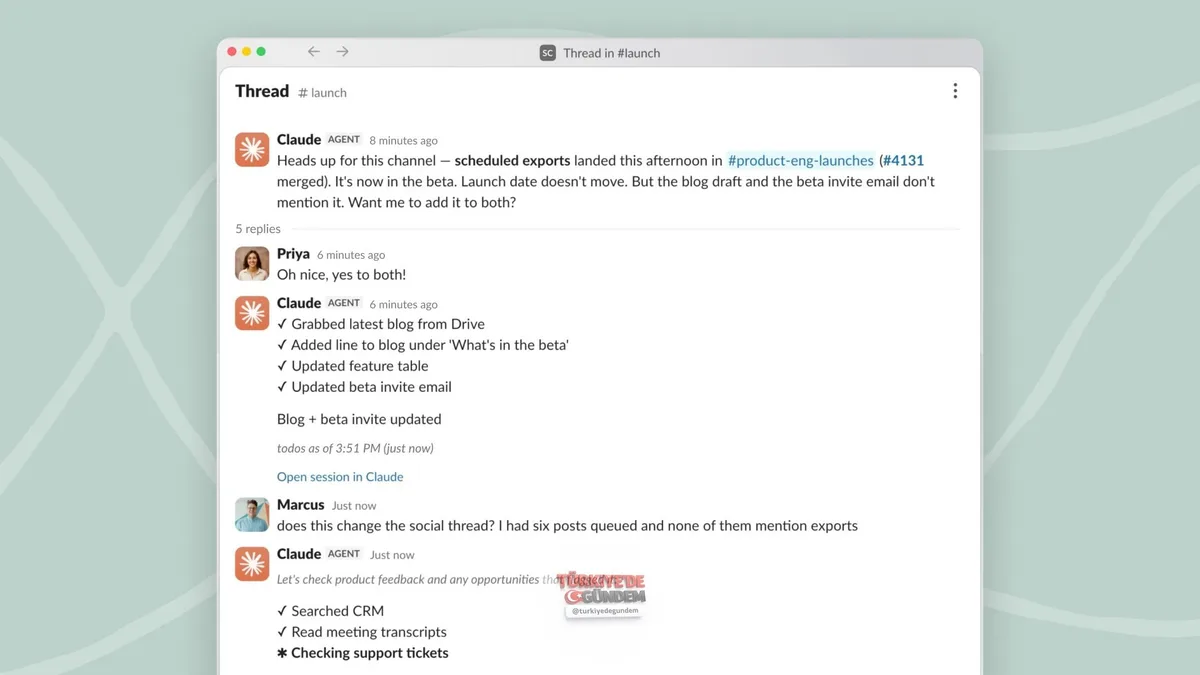 Ekiplerin Claude ile çalışma biçimini değiştiren yeni özellik "Claude Tag" tanıtıldı. Slack'e bir ekip üyesi olarak dahil olan Claude, seçtiğiniz kanal ve araçlara erişim sağlayabiliyor. Siz diğer işlerinize odaklanırken, Claude'u etiketleyerek görev