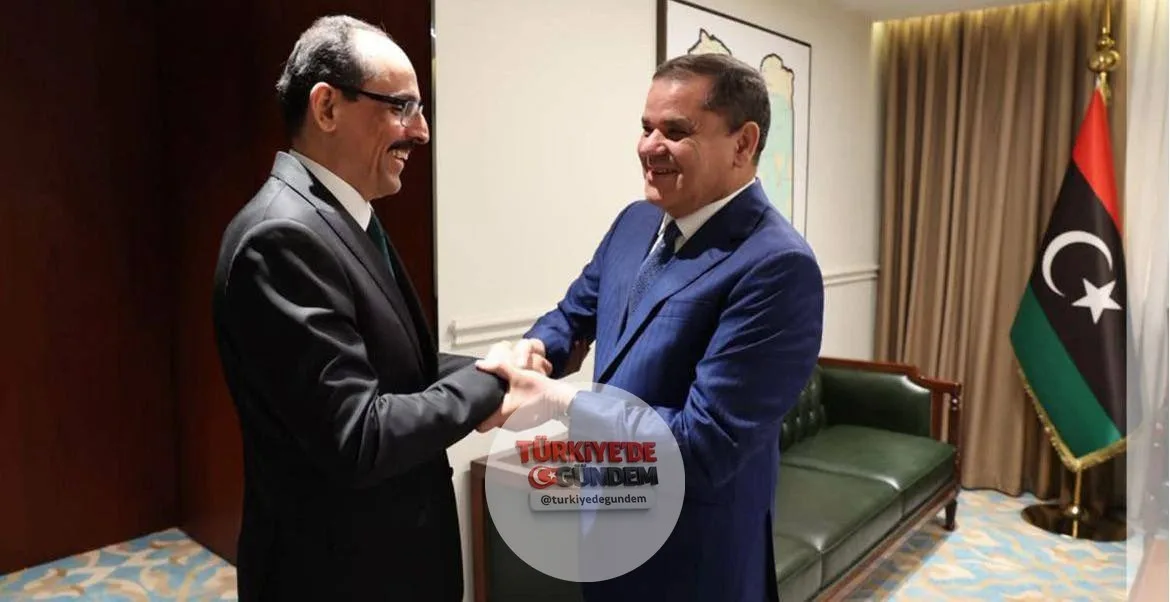 MİT Başkanı İbrahim Kalın, Libya’da Halife Hafter’in oğlu Saddam Hafter ile görüşmesinin ardından Trablus’ta Libya Başbakanı Dibeybe ile görüştü