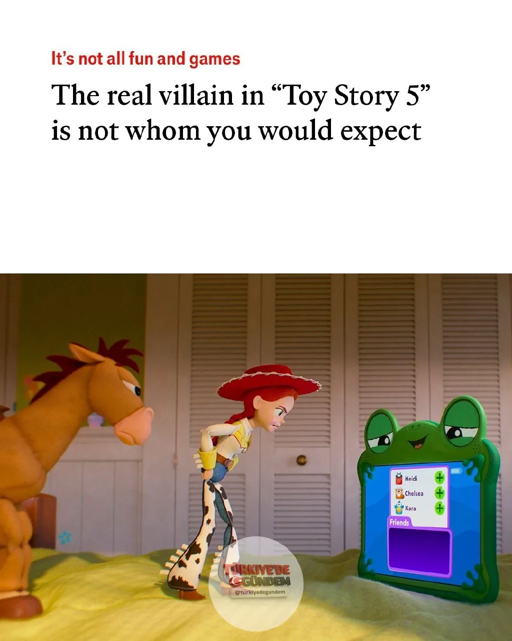 Pixar, "Oyuncak Hikayesi" ile hurda plastik dünyasını altına dönüştürdü. Serinin en yeni halkası, teknolojinin çocukluğu nasıl esir aldığı gibi güncel temaları eğlenceli bir dille ele alıyor. Görsel: Pixar