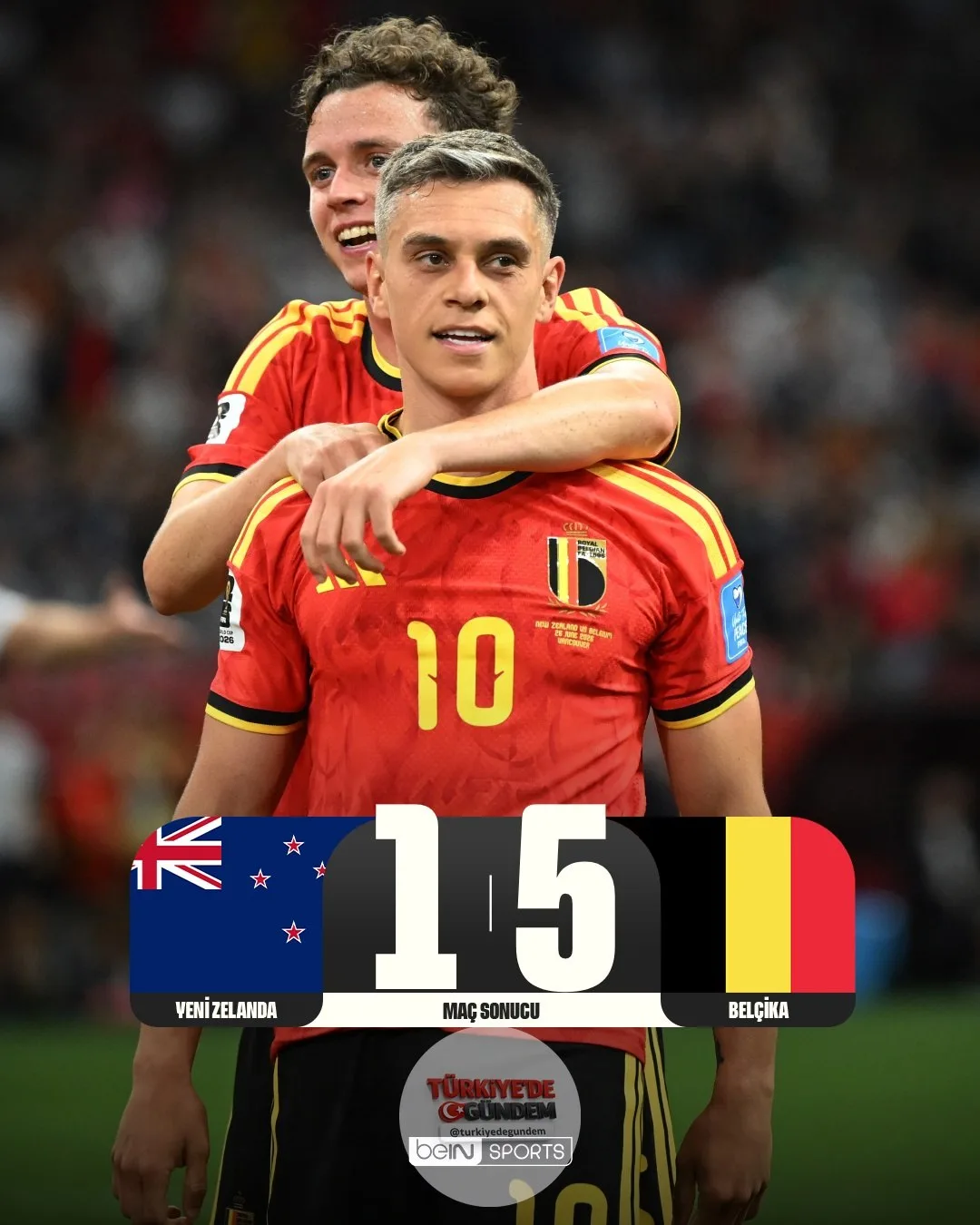 Leandro Trossard'ın yıldızlaştığı maçta Belçika kazandı ve liderliğe yükseldi! Yeni Zelanda 1-5 Belçika